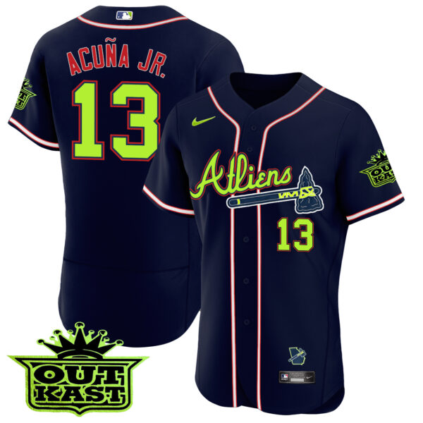 Men's Atlanta Braves Atliens Flex Base Jersey V3 - All Stitched