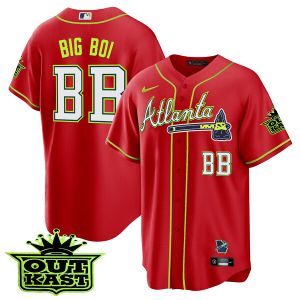 Men's Atlanta Braves Outkast Cool Base Jersey V3 - All Stitched - Image 22