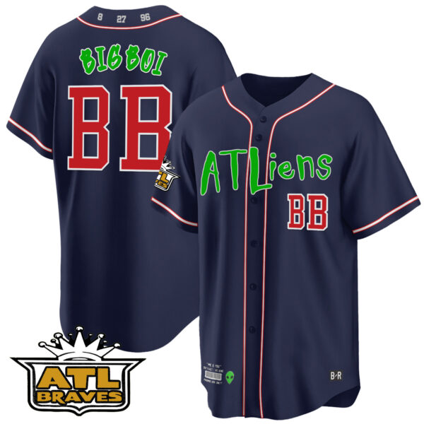 Men's Atlanta Braves Atliens ATL Patch Cool Base Jersey - All Stitched - Image 13
