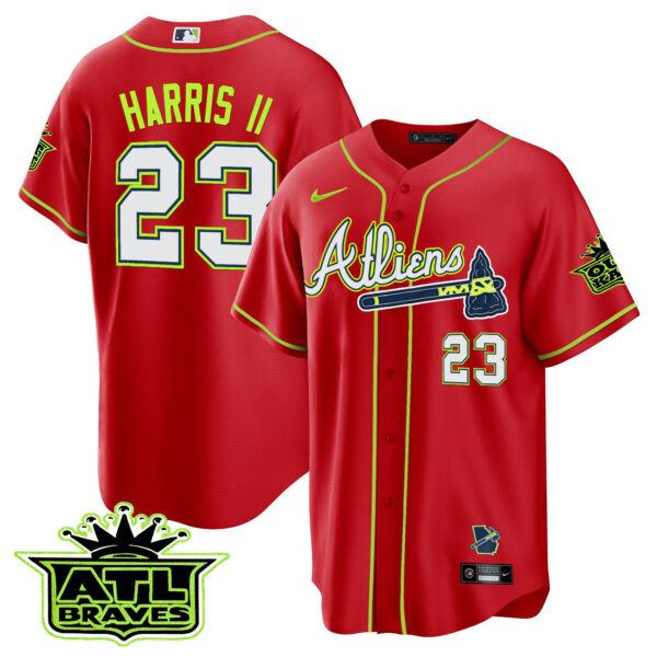 Men's Atlanta Braves Atliens ATL Patch Cool Base Jersey - All Stitched - Image 42