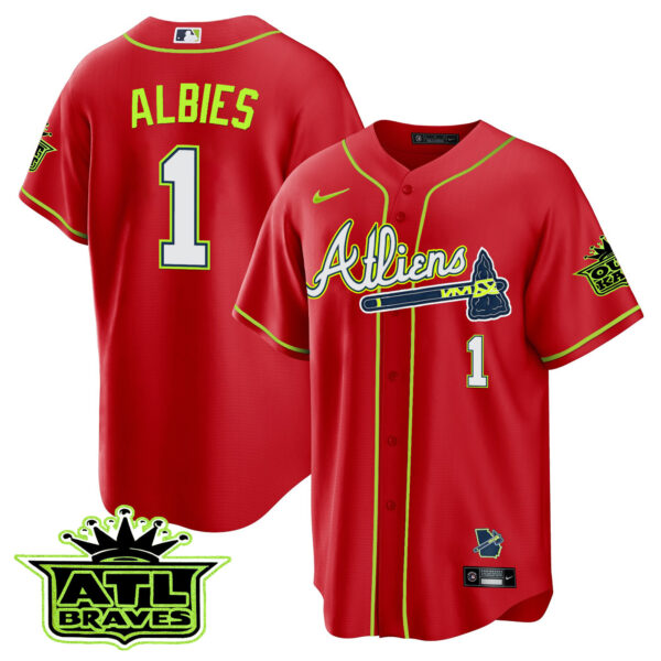 Men's Atlanta Braves Atliens ATL Patch Cool Base Jersey - All Stitched - Image 44