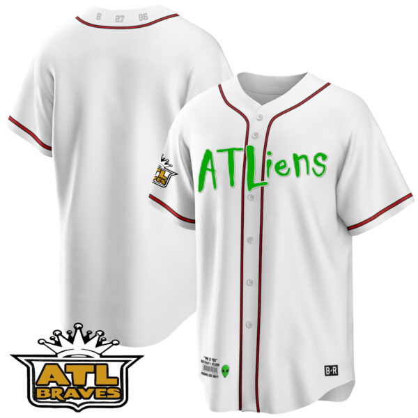 Men's Atlanta Braves Atliens ATL Patch Cool Base Jersey - All Stitched - Image 27