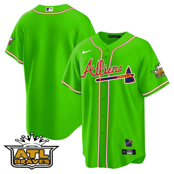 Men's Atlanta Braves Atliens ATL Patch Cool Base Jersey - All Stitched - Image 36