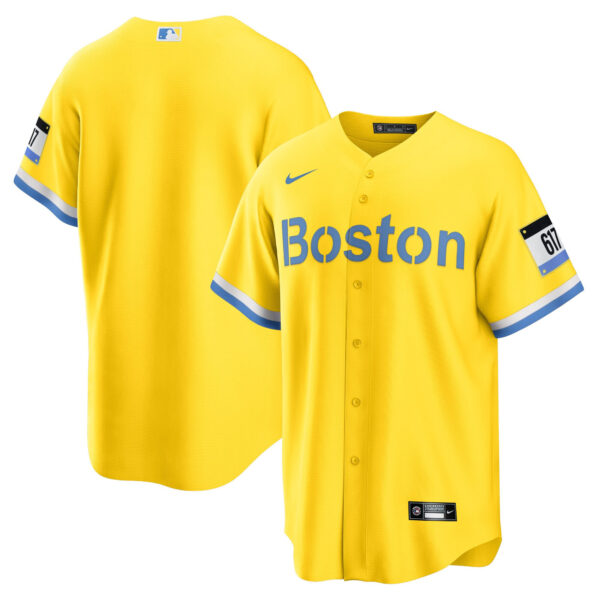 Men's Boston Red Sox Yellow Jersey - All Stitched - Image 6