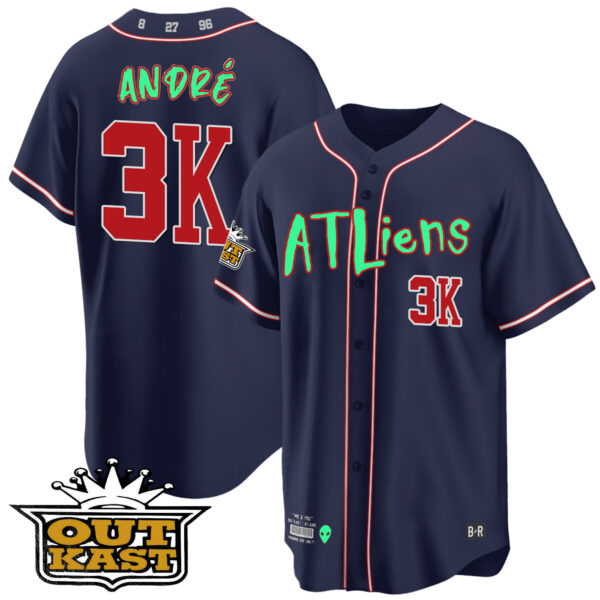 Men's Atlanta Braves Atliens Cool Base Jersey - Galaxy Version - Stitched - Image 21