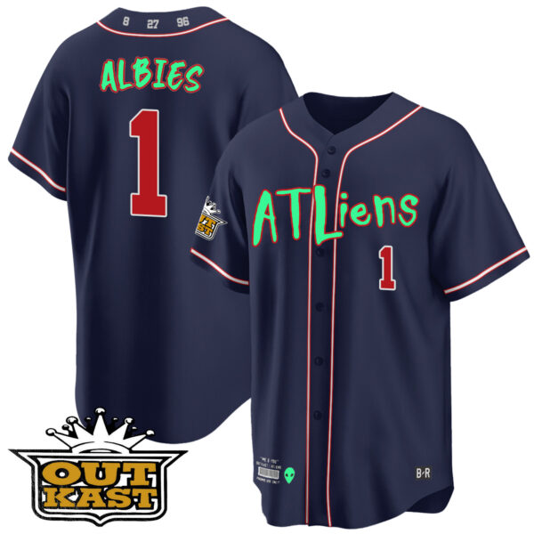 Men's Atlanta Braves Atliens Cool Base Jersey - Galaxy Version - Stitched - Image 26