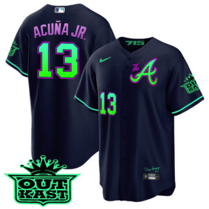 Men's Atlanta Braves Atliens The A Cool Base Jersey - Galaxy Version - Stitched