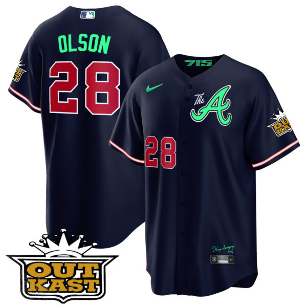 Men's Atlanta Braves Atliens The A Cool Base Jersey - Galaxy Version - Stitched - Image 25