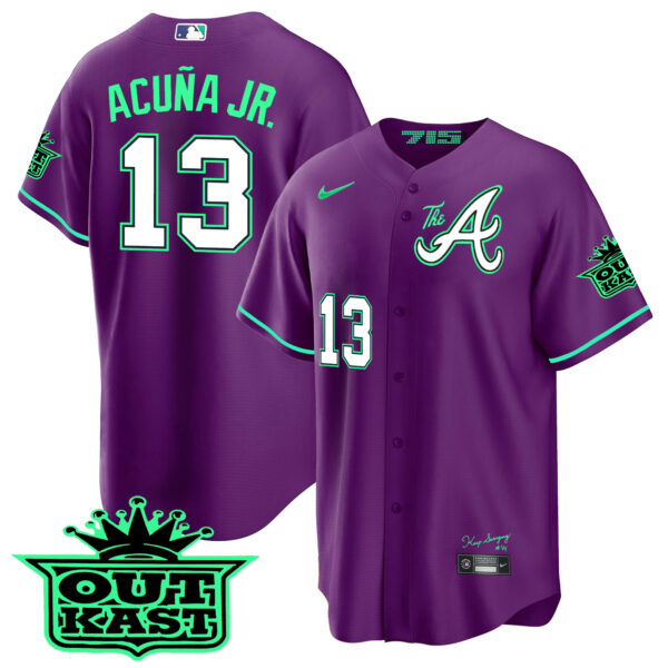Men's Atlanta Braves Atliens The A Cool Base Jersey - Galaxy Version - Stitched - Image 37
