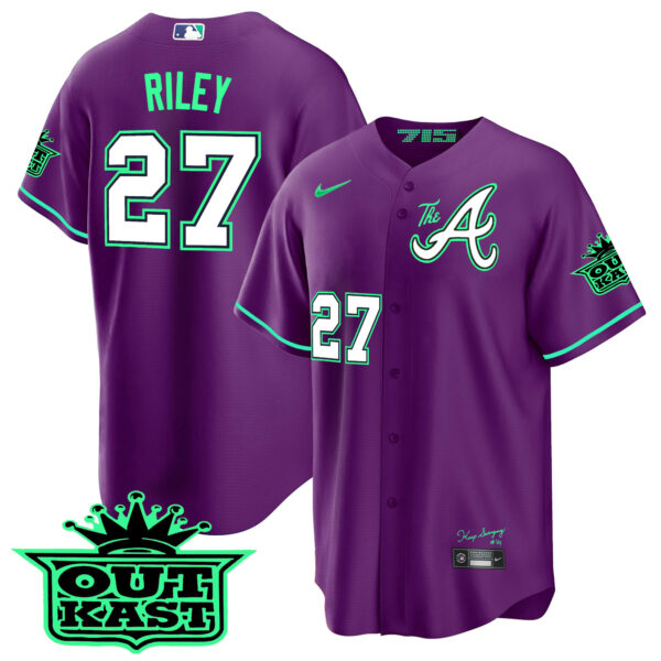 Men's Atlanta Braves Atliens The A Cool Base Jersey - Galaxy Version - Stitched - Image 41
