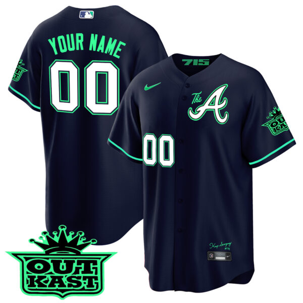 Atlanta Braves Atliens The A Cool Base Custom Jersey - Galaxy Version - Stitched - Image 2