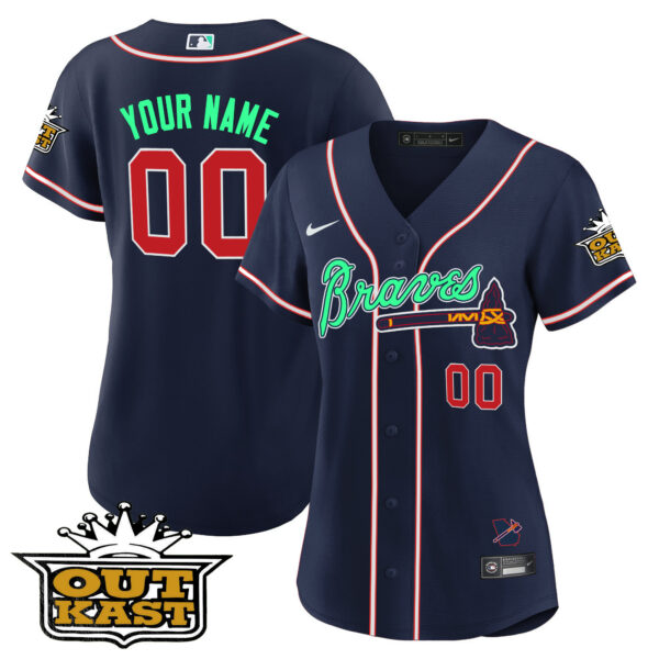 Atlanta Braves Outkast Cool Base Custom Jersey - Galaxy Version - Stitched - Image 9