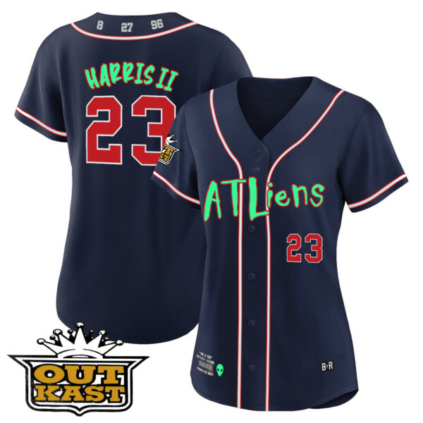Women's Atlanta Braves Atliens Baseball Jersey - Galaxy Version - Stitched - Image 24