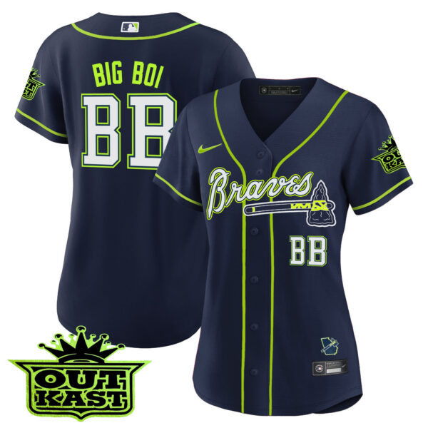 Women's Atlanta Braves Outkast Baseball Jersey V2 - All Stitched - Image 4