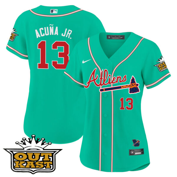 Women's Atlanta Braves Atliens Baseball Jersey - Galaxy Version - Stitched - Image 37