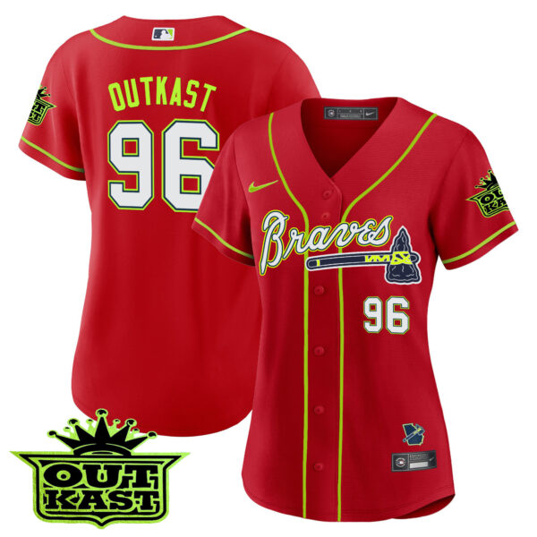 Women's Atlanta Braves Outkast Baseball Jersey V2 - All Stitched - Image 20