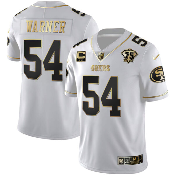 Men's 49ers 75th Anniversary Patch White Gold & Black Gold - All Stitched - Image 4