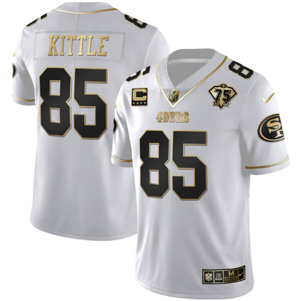 Men's 49ers 75th Anniversary Patch White Gold & Black Gold - All Stitched - Image 3