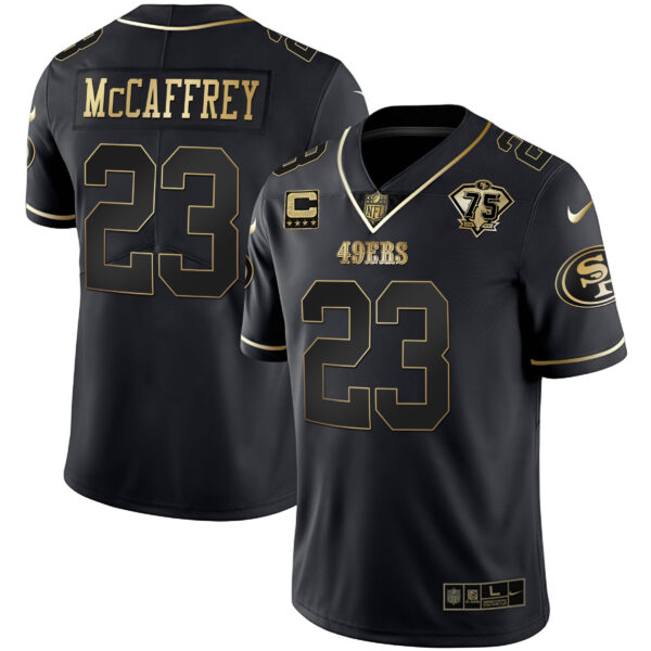 Men's 49ers 75th Anniversary Patch White Gold & Black Gold - All Stitched - Image 10