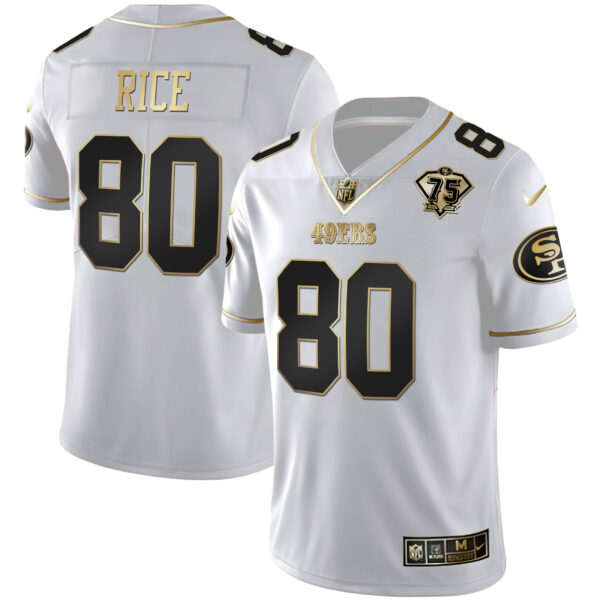 Men's 49ers 75th Anniversary Patch White Gold & Black Gold - All Stitched - Image 5