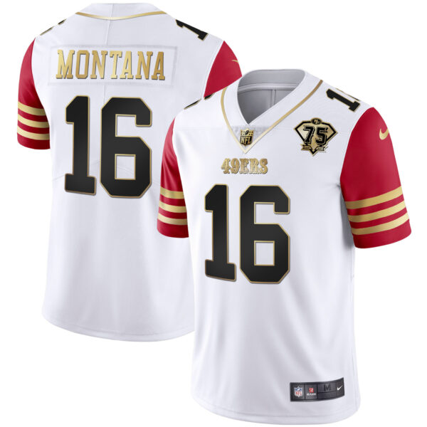 Men's 49ers 75th Anniversary Patch White Gold & Black Gold - All Stitched - Image 43