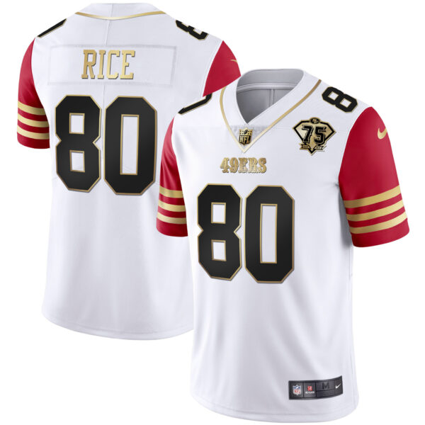Men's 49ers 75th Anniversary Patch White Gold & Black Gold - All Stitched - Image 41