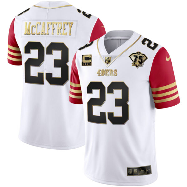 Men's 49ers 75th Anniversary Patch White Gold & Black Gold - All Stitched - Image 37