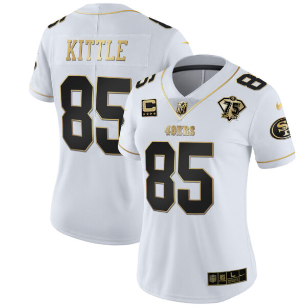 Women's 49ers 75th Anniversary Patch White Gold & Black Gold - All Stitched - Image 21