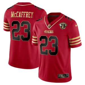 Men's 49ers 75th Anniversary Patch Vapor Black Red Gold Limited - All Stitched