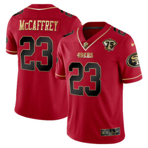 Men's 49ers 75th Anniversary Patch Vapor Black Red Gold Limited Edition - All Stitched