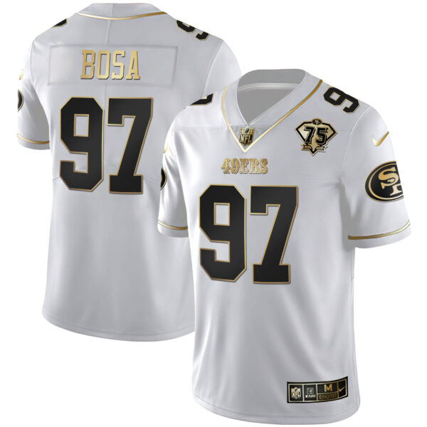 Youth's 49ers 75th Anniversary Patch White Gold & Black Gold - All Stitched - Image 15