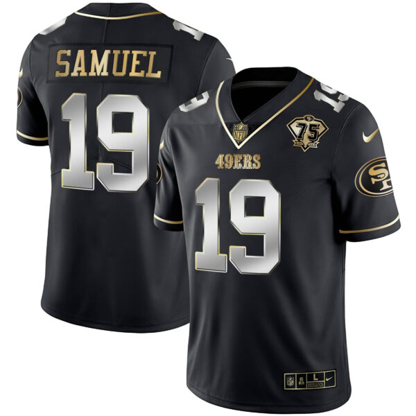 Youth's 49ers 75th Anniversary Patch White Gold & Black Gold - All Stitched - Image 2