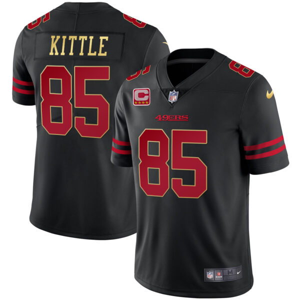 Men's 49ers Black Red Gold Blooded Jersey - All Stitched - Image 4