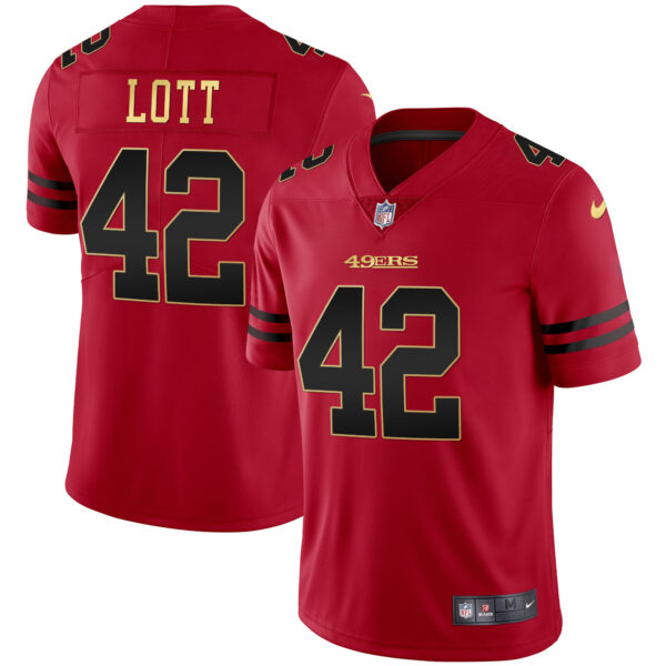 Men's 49ers Black Red Gold Blooded Jersey - All Stitched - Image 19