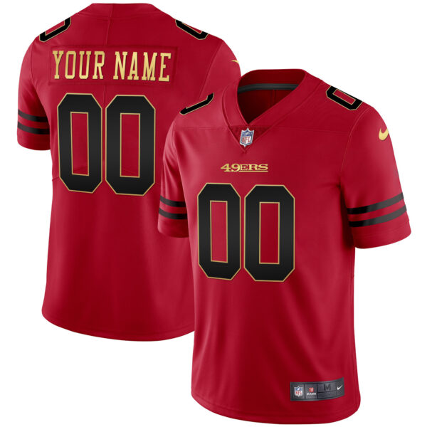 49ers Black Red Gold Blooded Custom Jersey - All Stitched - Image 2