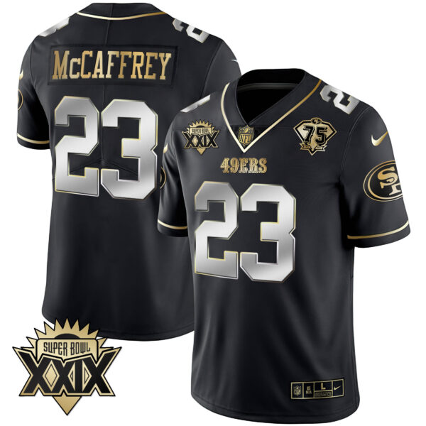 Men's 49ers Super Bowl XXIX Patch Black Red Gold Jersey - All Stitched - Image 10