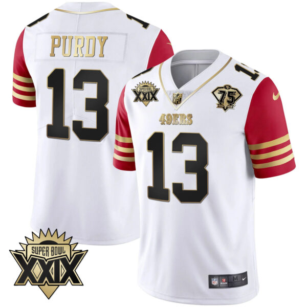 Men's 49ers Super Bowl XXIX Patch Black Red Gold Jersey - All Stitched - Image 48