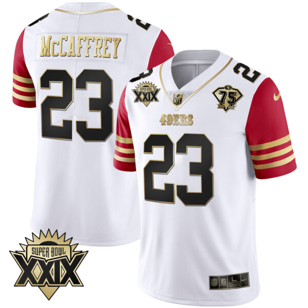 Men's 49ers Super Bowl XXIX Patch Black Red Gold Jersey - All Stitched - Image 46