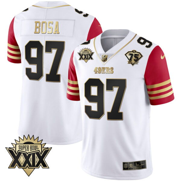 Men's 49ers Super Bowl XXIX Patch Black Red Gold Jersey - All Stitched - Image 52