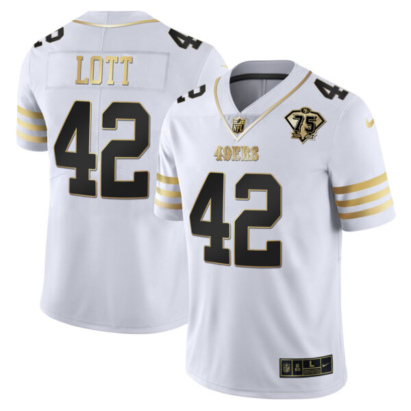 Men's 49ers 75th Anniversary Patch Vapor Gold Jersey - All Stitched - Image 9