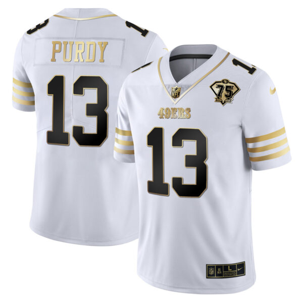 Men's 49ers 75th Anniversary Patch Vapor Gold Jersey - All Stitched - Image 3
