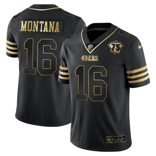 Men's 49ers 75th Anniversary Patch Vapor Gold Jersey - All Stitched - Image 28