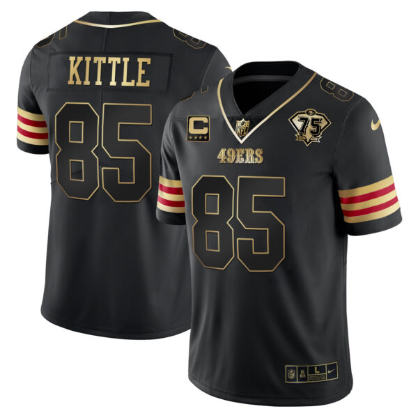 Men's 49ers 75th Anniversary Patch Vapor Gold Jersey V2 - All Stitched - Image 24