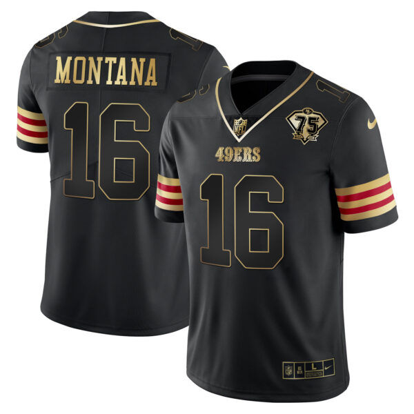 Men's 49ers 75th Anniversary Patch Vapor Gold Jersey V2 - All Stitched - Image 28