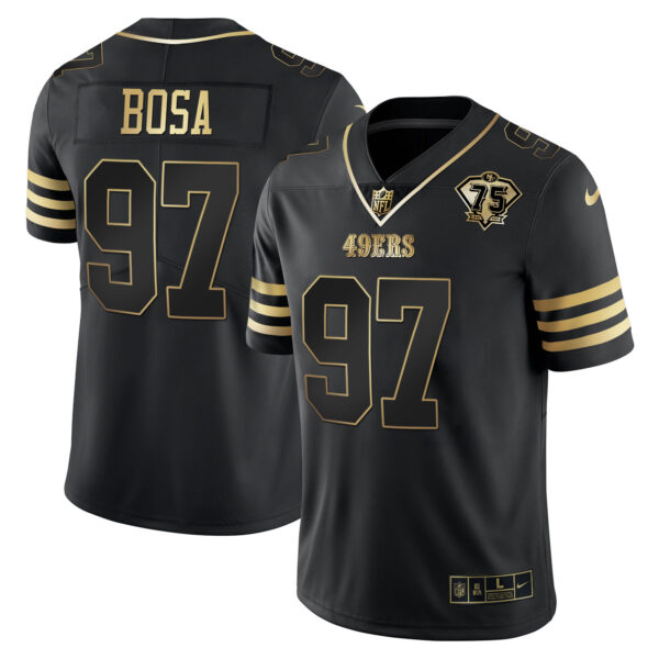Men's 49ers 75th Anniversary Patch Vapor Gold Jersey - All Stitched - Image 27