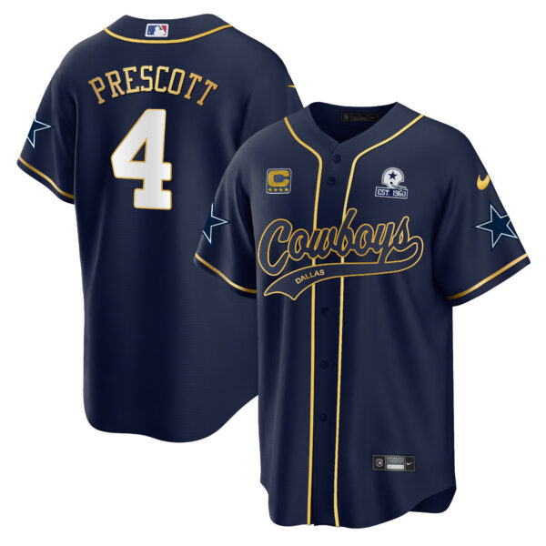 Men's Cowboys Baseball Gold Jersey - All Stitched - Image 6