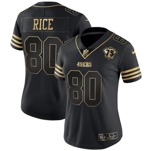 Women's 49ers 75th Anniversary Patch Vapor Gold Jersey - All Stitched - Image 26