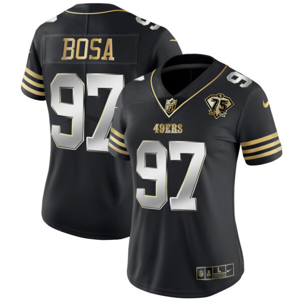 Women's 49ers 75th Anniversary Patch Vapor Gold Jersey - All Stitched - Image 17
