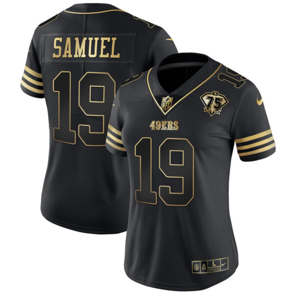 Women's 49ers 75th Anniversary Patch Vapor Gold Jersey - All Stitched - Image 22