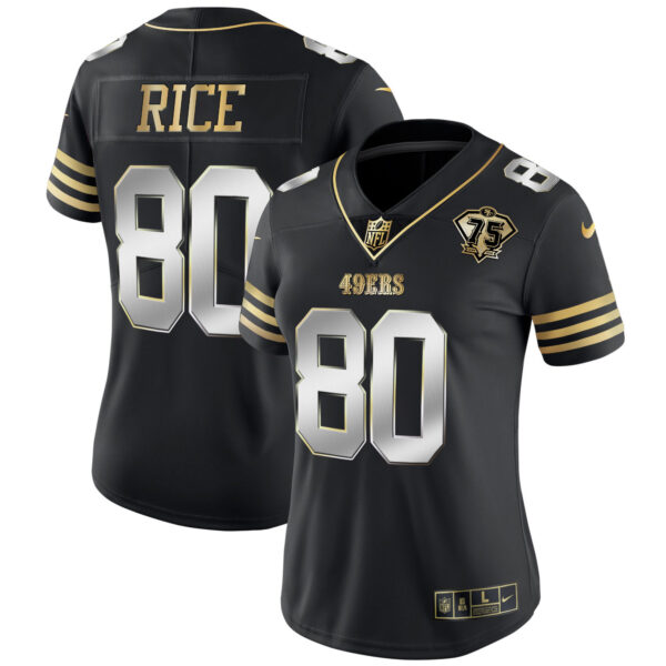 Women's 49ers 75th Anniversary Patch Vapor Gold Jersey - All Stitched - Image 16